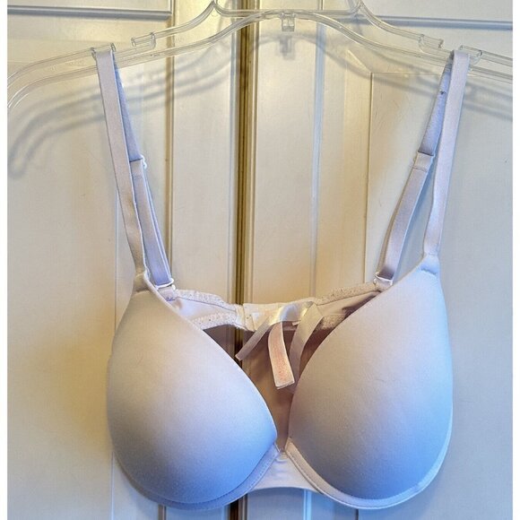 Victoria Secret‎ Black Padded Push Up Bra White Pink 32DD - Picture 1 of 4